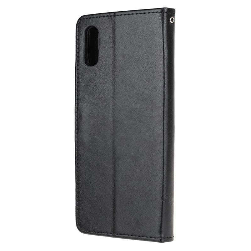 Lederhüllen Xiaomi Redmi 9A Schwarz Schmetterlinge Und Blumen Asiens