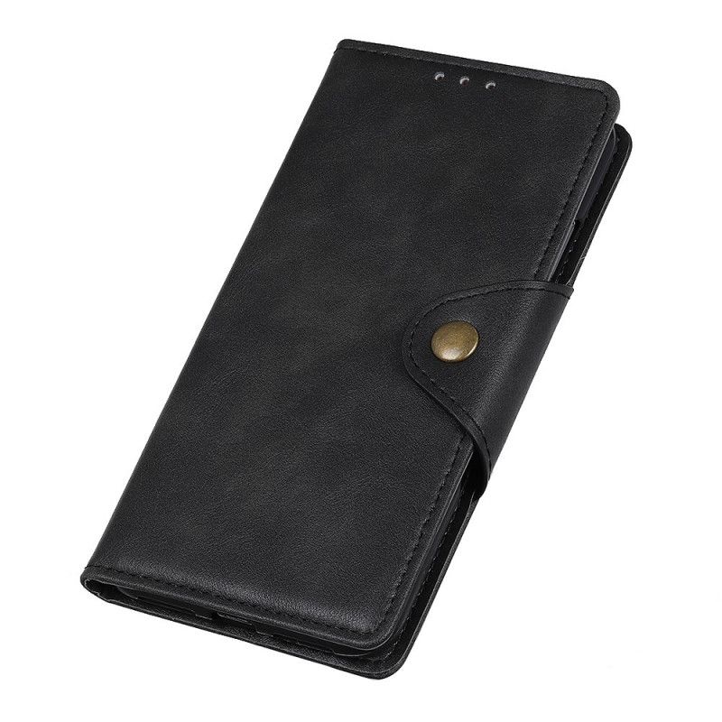 Lederhüllen Xiaomi Redmi 9A Schwarz Vintage Kunstleder Und Knopf