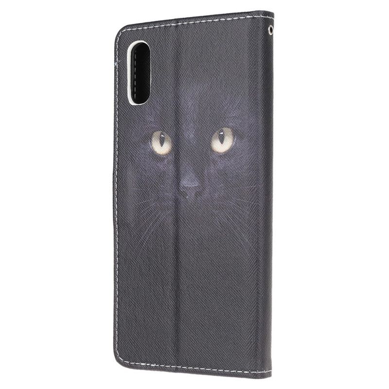 Lederhüllen Xiaomi Redmi 9A Schwarze Katzenaugen Mit Tanga