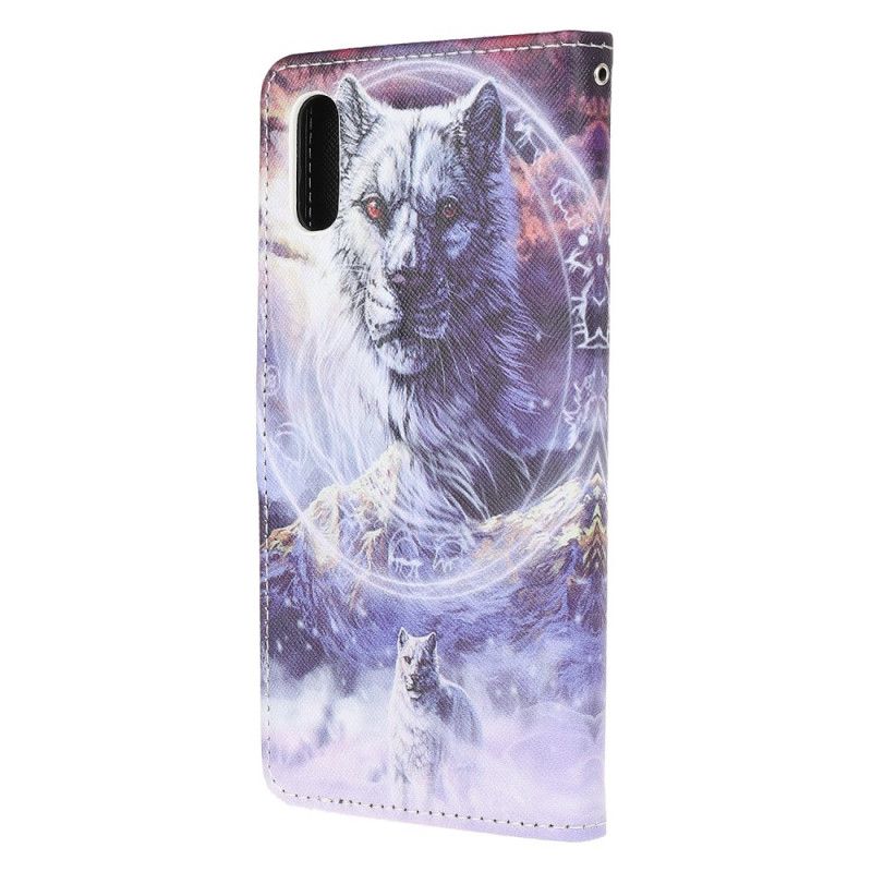 Lederhüllen Xiaomi Redmi 9A Wolf Im Winter Mit Tanga