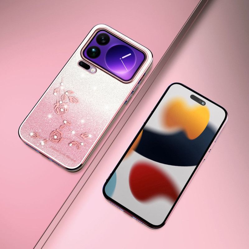 Hülle Für Xiaomi 17 Pro Blumen Und Strasssteine