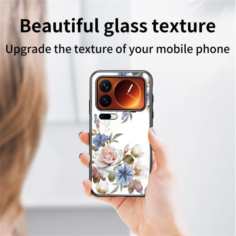 Hülle Für Xiaomi 17 Pro Blumenmuster Aus Gehärtetem Glas