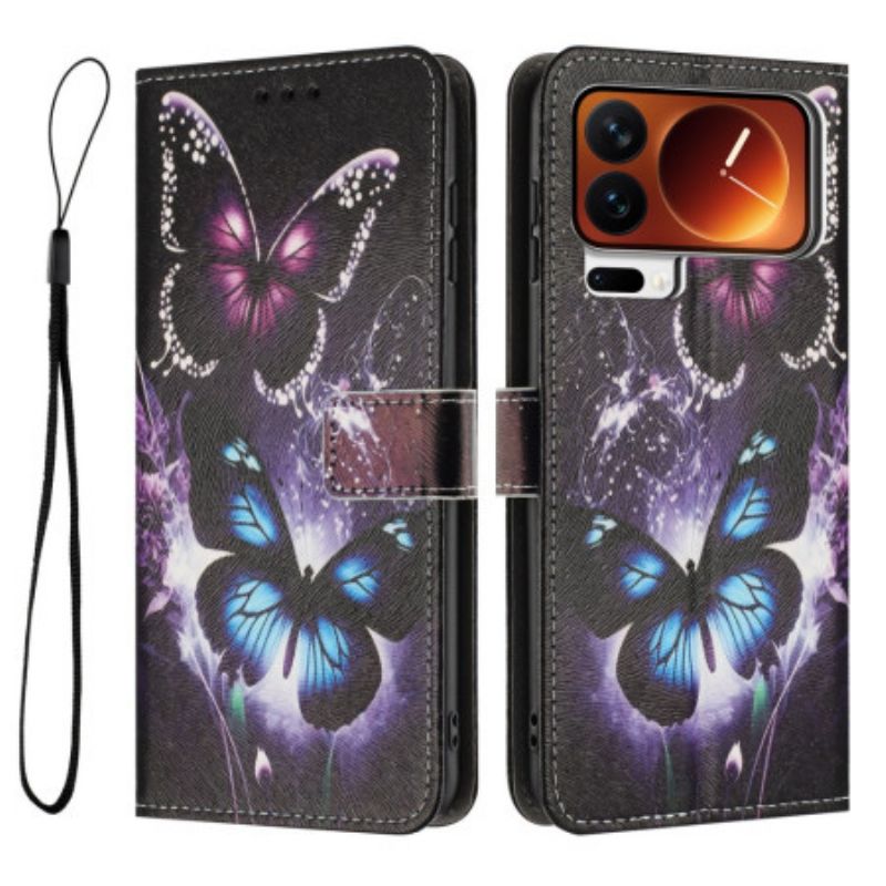 Lederhüllen Xiaomi 17 Pro Handyhülle Zwei Schmetterlinge
