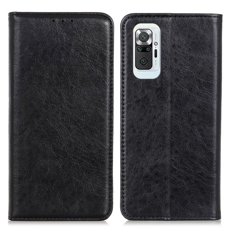 Flip Case Xiaomi Redmi Note 10 Pro Schwarz Strukturiertes Spaltleder