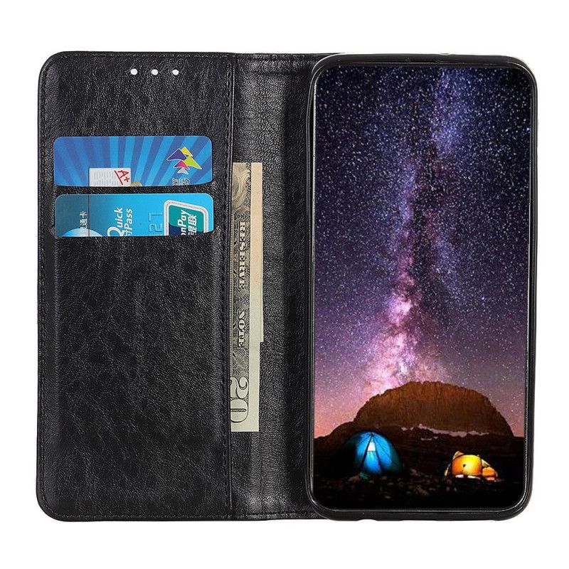 Flip Case Xiaomi Redmi Note 10 Pro Schwarz Strukturiertes Spaltleder