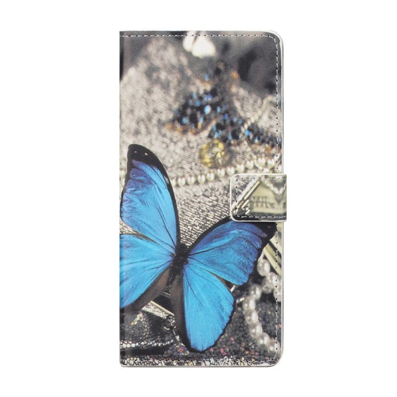 Lederhüllen Xiaomi Redmi Note 10 Pro Blauer Schmetterling