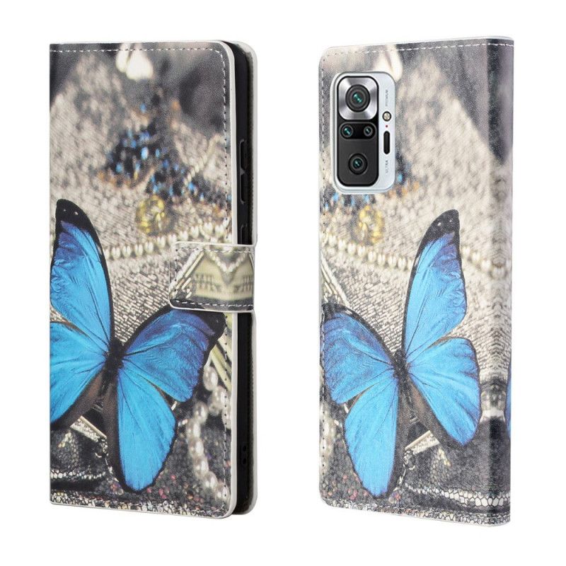Lederhüllen Xiaomi Redmi Note 10 Pro Blauer Schmetterling