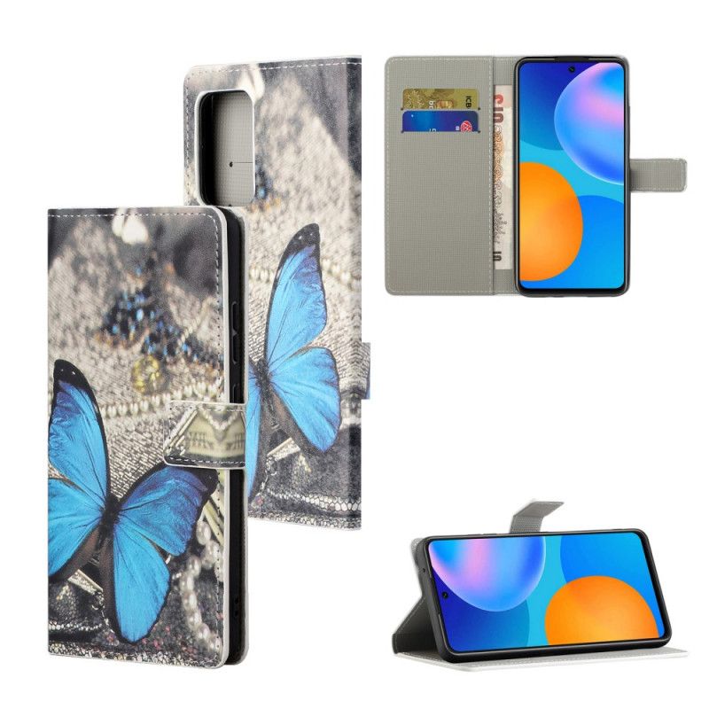 Lederhüllen Xiaomi Redmi Note 10 Pro Blauer Schmetterling