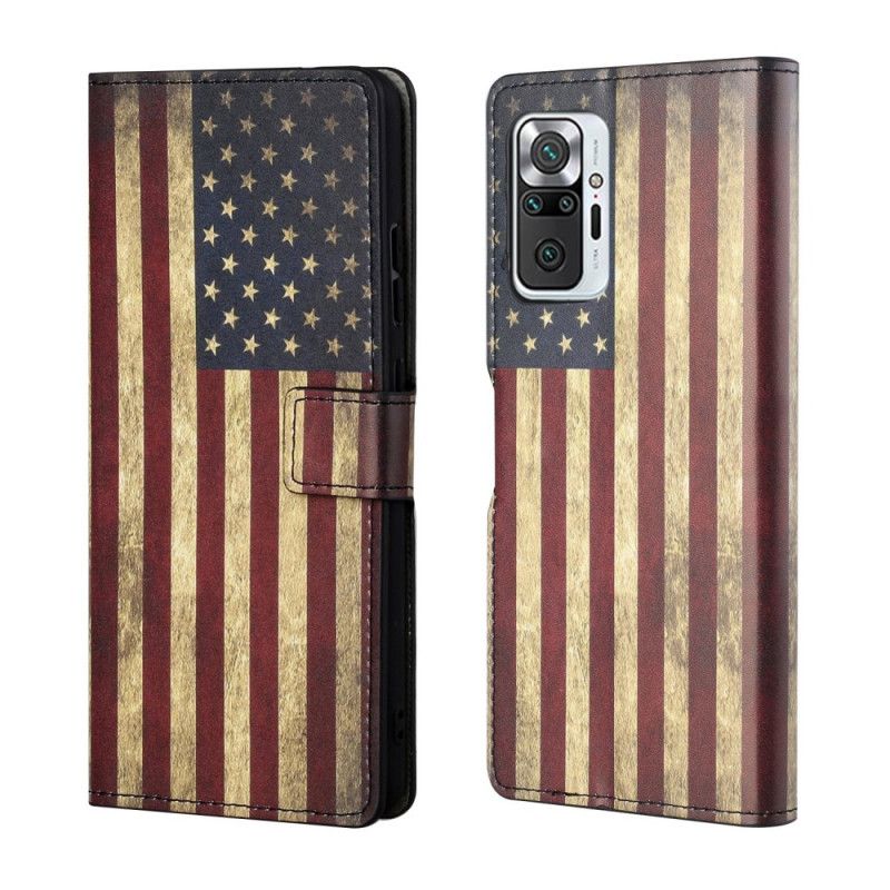 Lederhüllen Xiaomi Redmi Note 10 Pro Handyhülle Amerikanische Flagge