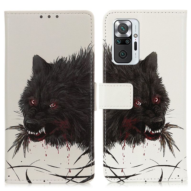 Lederhüllen Xiaomi Redmi Note 10 Pro Handyhülle Hungriger Wolf