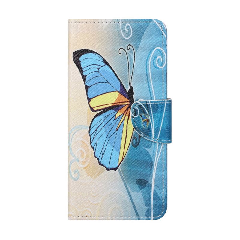 Lederhüllen Xiaomi Redmi Note 10 Pro Hellblau Schmetterlinge