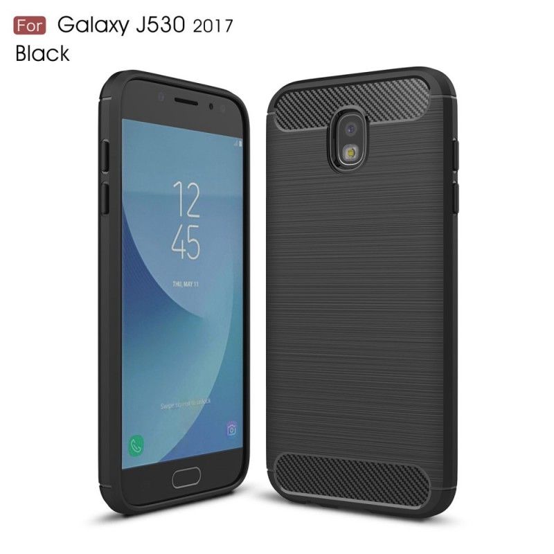 Hülle Samsung Galaxy J5 2017 Schwarz Gebürstete Kohlefaser