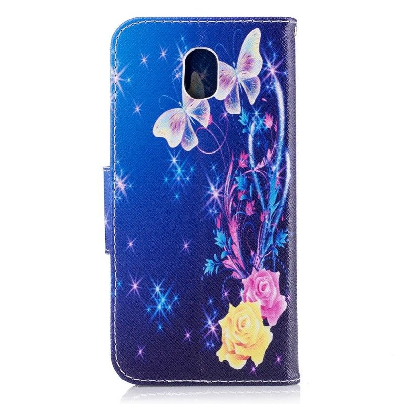 Lederhüllen Samsung Galaxy J5 2017 Schmetterlinge In Der Nacht