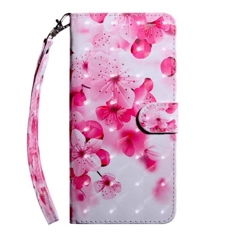 Flip Case Für OnePlus 10 Pro 5G Blumenmuster Mit Riemen