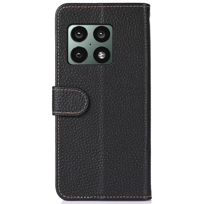 Flip Case Für OnePlus 10 Pro 5G Echtes Khazneh-litschi-leder