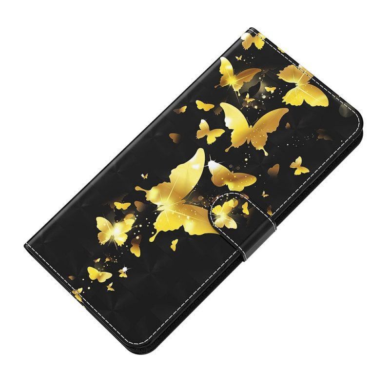 Flip Case Für OnePlus 10 Pro 5G Mit Kordel Tanga-schmetterlinge