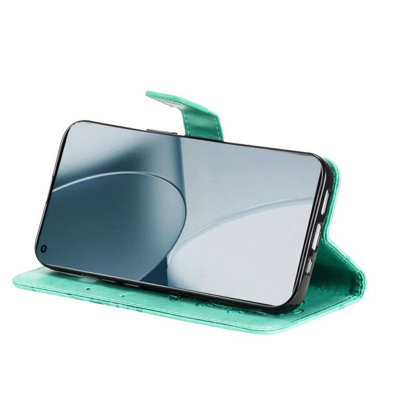 Lederhüllen Für OnePlus 10 Pro 5G Mit Kordel Riesige Riemenschmetterlinge