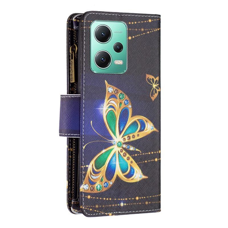 Flip Case Für Poco X5 5G Geldbörse Mit Goldenen Schmetterlingen