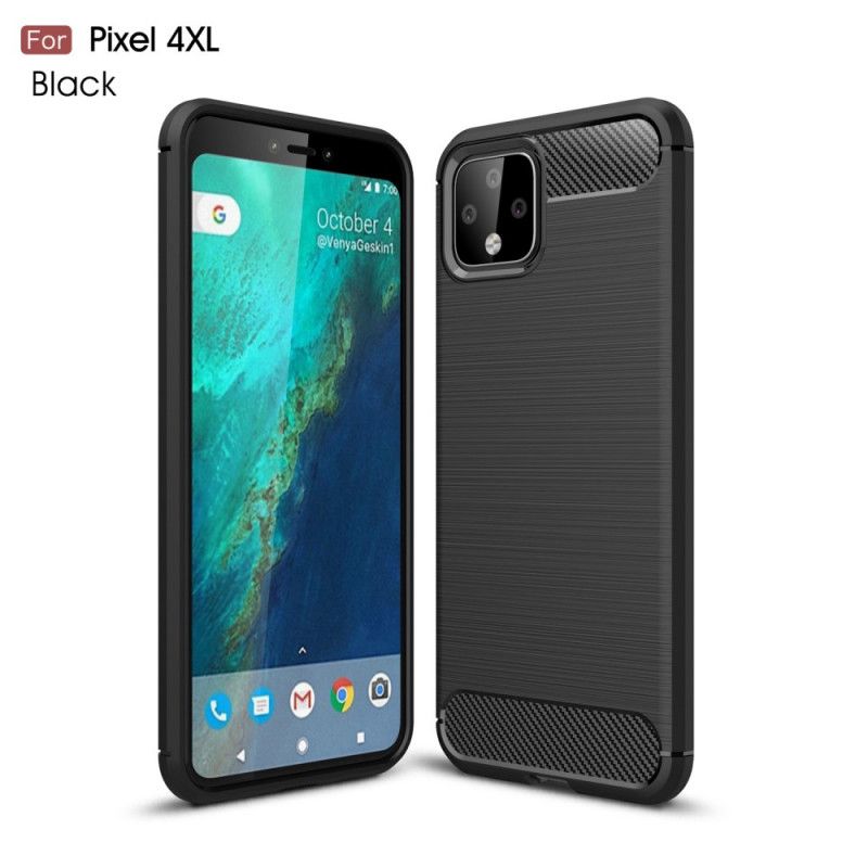 Hülle Für Google Pixel 4 XL Schwarz Gebürstete Kohlefaser