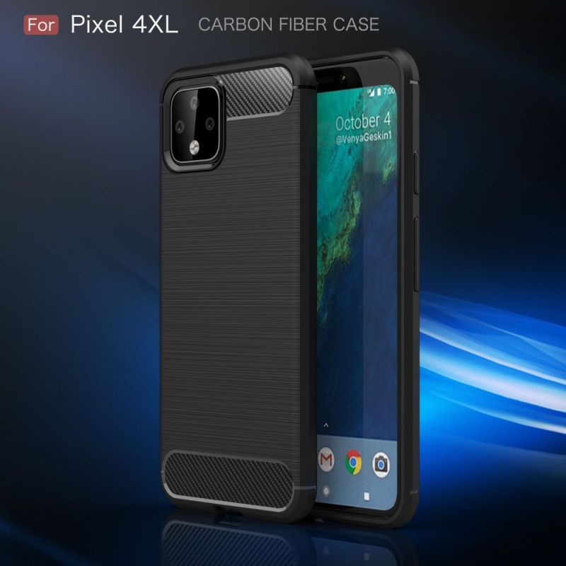 Hülle Für Google Pixel 4 XL Schwarz Gebürstete Kohlefaser