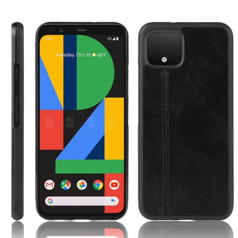 Hülle Google Pixel 4 XL Schwarz Genähter Ledereffekt