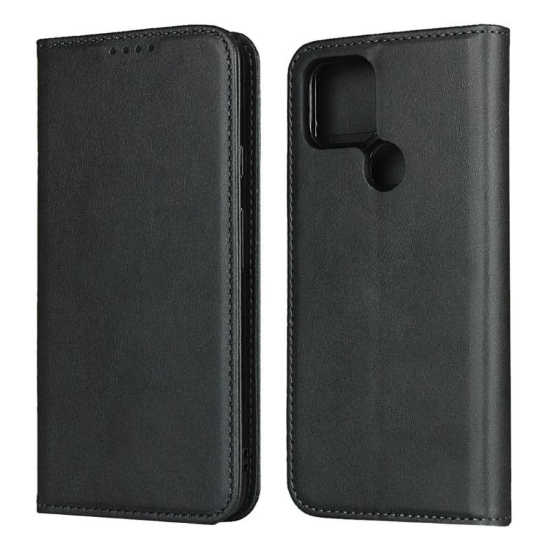 Flip Case Google Pixel 4A 5G Schwarz Gespaltenes Leder