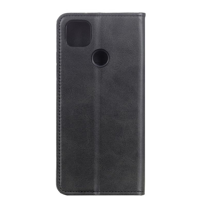 Flip Case Google Pixel 4A 5G Schwarz Matt Gespaltenes Leder