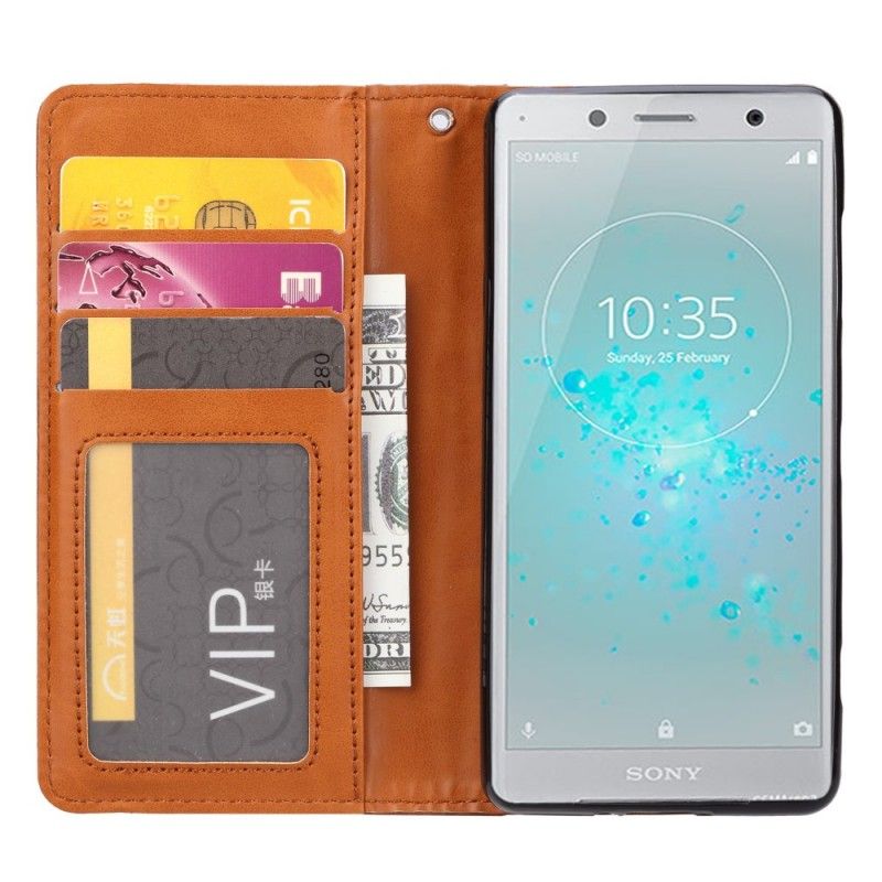 Flip Case Sony Xperia XZ2 Compact Schwarz Kartenhalter Aus Kunstleder