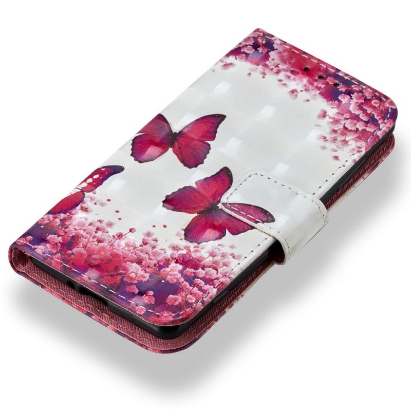 Lederhüllen Für Sony Xperia XZ2 Compact 3D Rote Schmetterlinge