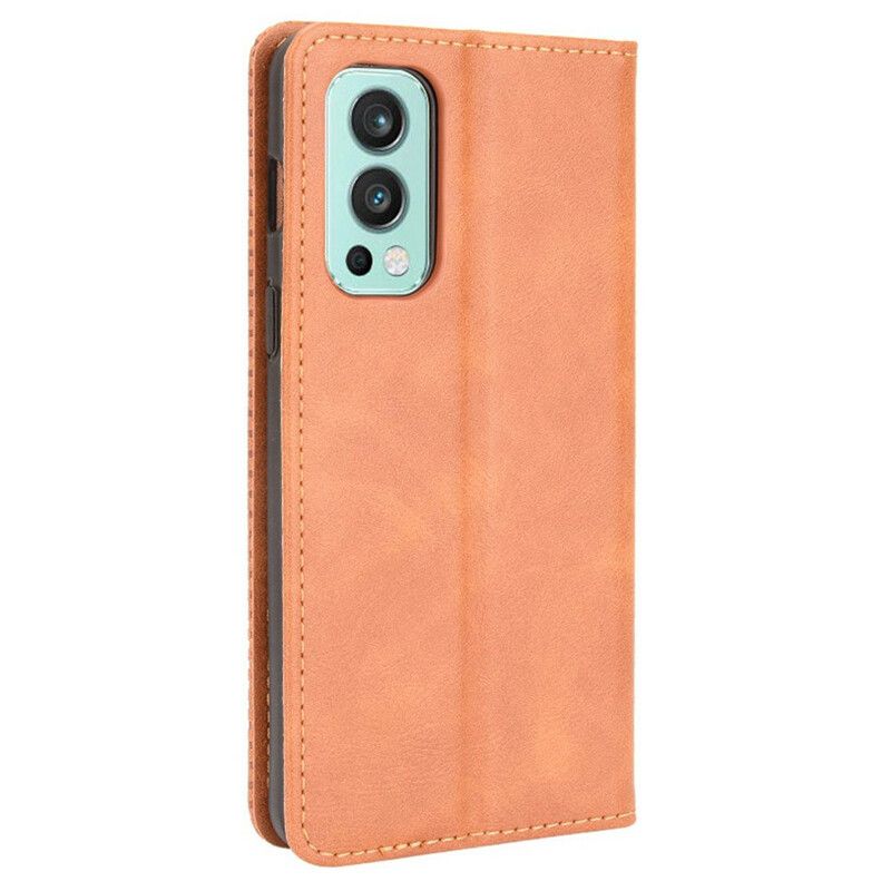 Flip Case Für Oneplus Nord 2 5g Stilisierter Vintage-ledereffekt