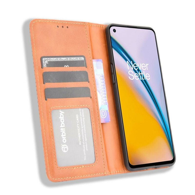 Flip Case Für Oneplus Nord 2 5g Stilisierter Vintage-ledereffekt