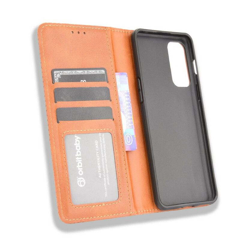 Flip Case Für Oneplus Nord 2 5g Stilisierter Vintage-ledereffekt