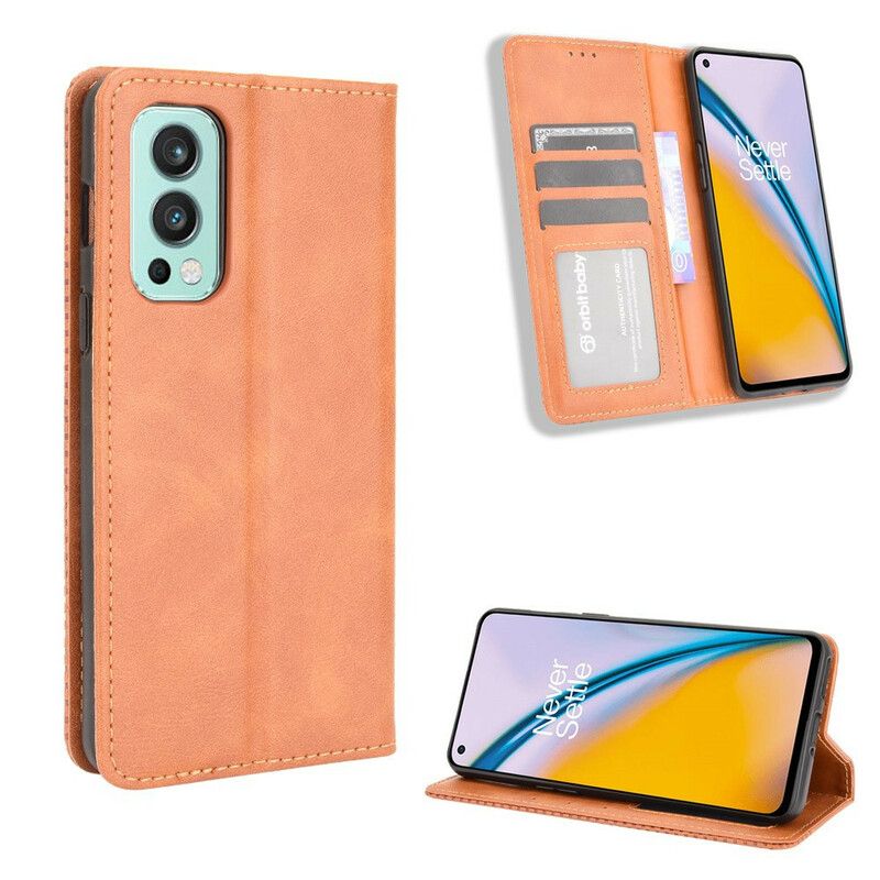 Flip Case Für Oneplus Nord 2 5g Stilisierter Vintage-ledereffekt