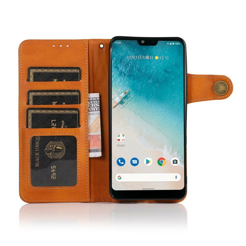 Lederhüllen Oneplus Nord 2 5g Handyhülle Kunstlederknopf Khazneh