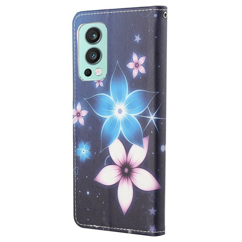 Lederhüllen Oneplus Nord 2 5g Handyhülle Mondblumen Mit Riemen