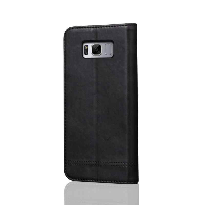 Flip Case Samsung Galaxy S8 Schwarz Genähter Ledereffekt