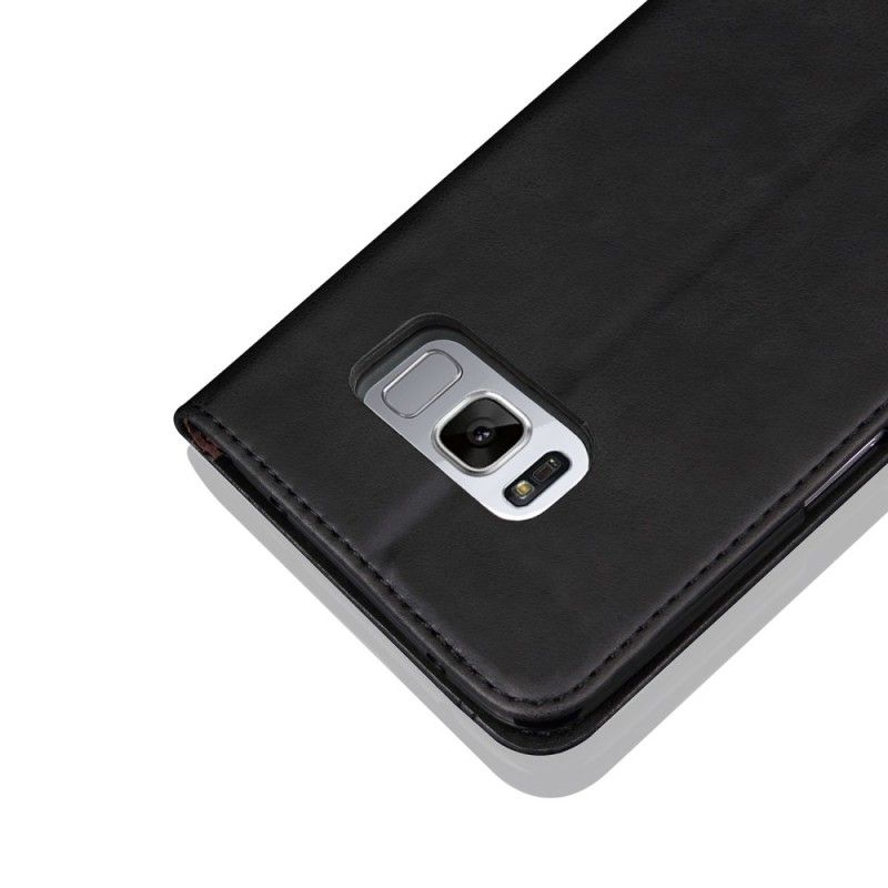 Flip Case Samsung Galaxy S8 Schwarz Genähter Ledereffekt
