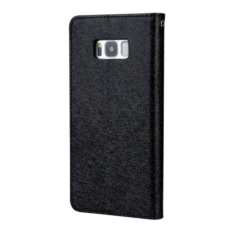 Flip Case Samsung Galaxy S8 Schwarz Ledereffekt Mit Seidentextur Cmai2