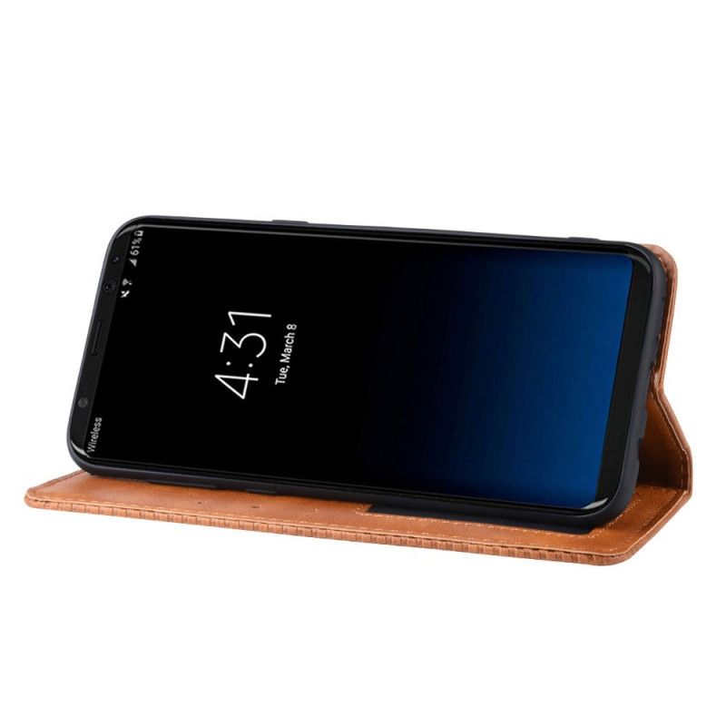 Flip Case Samsung Galaxy S8 Schwarz Stilisierter Vintage-Ledereffekt