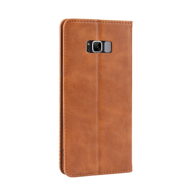 Flip Case Samsung Galaxy S8 Schwarz Stilisierter Vintage-Ledereffekt