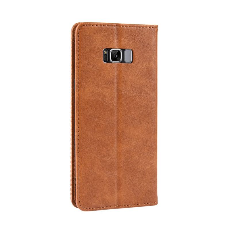 Flip Case Samsung Galaxy S8 Schwarz Stilisierter Vintage-Ledereffekt