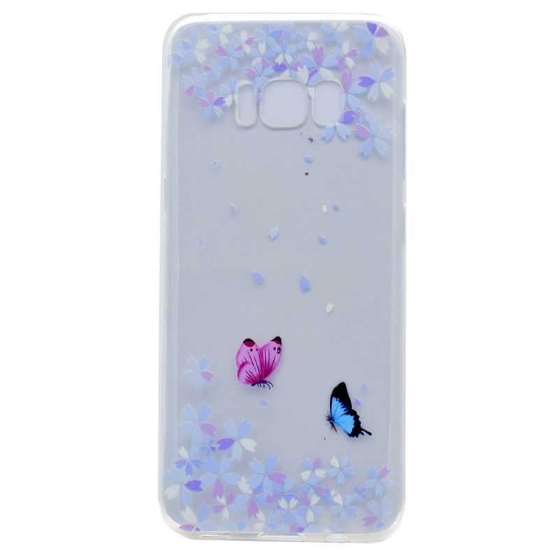 Hülle Samsung Galaxy S8 Transparente Schmetterlinge Und Blumen