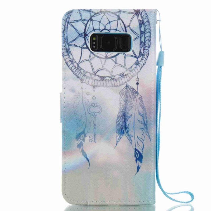 Lederhüllen Samsung Galaxy S8 Dunkelblau Aquarell-Traumfänger