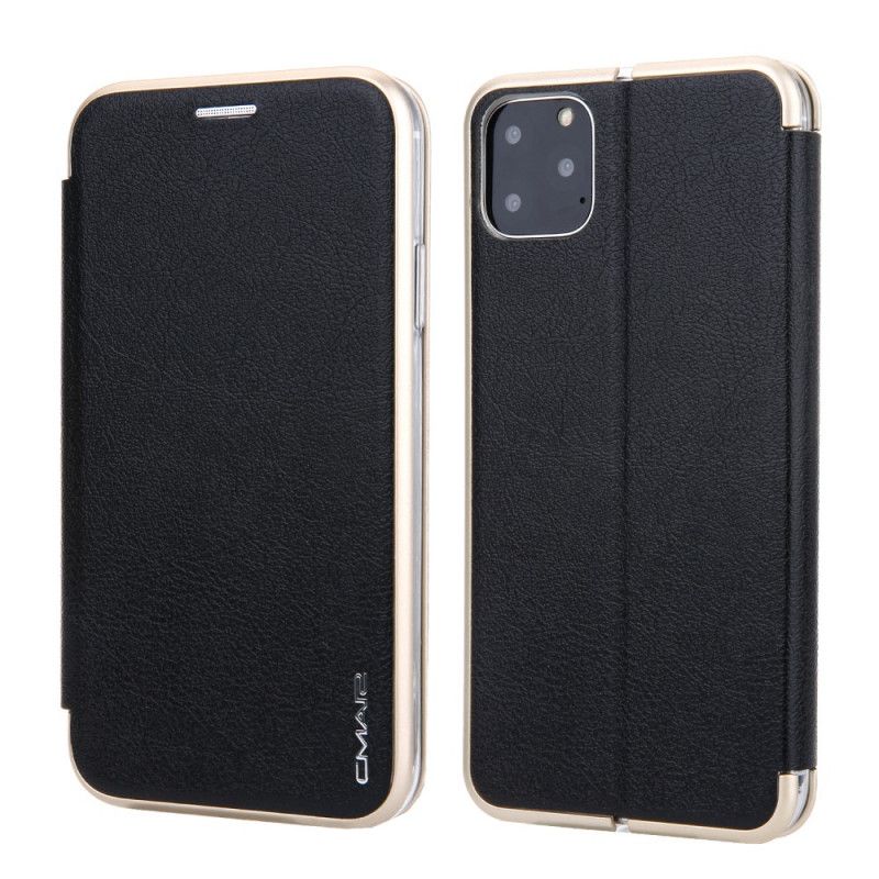 Flip Case iPhone 11 Pro Schwarz Cmai Kunstleder 2 Metallkanten