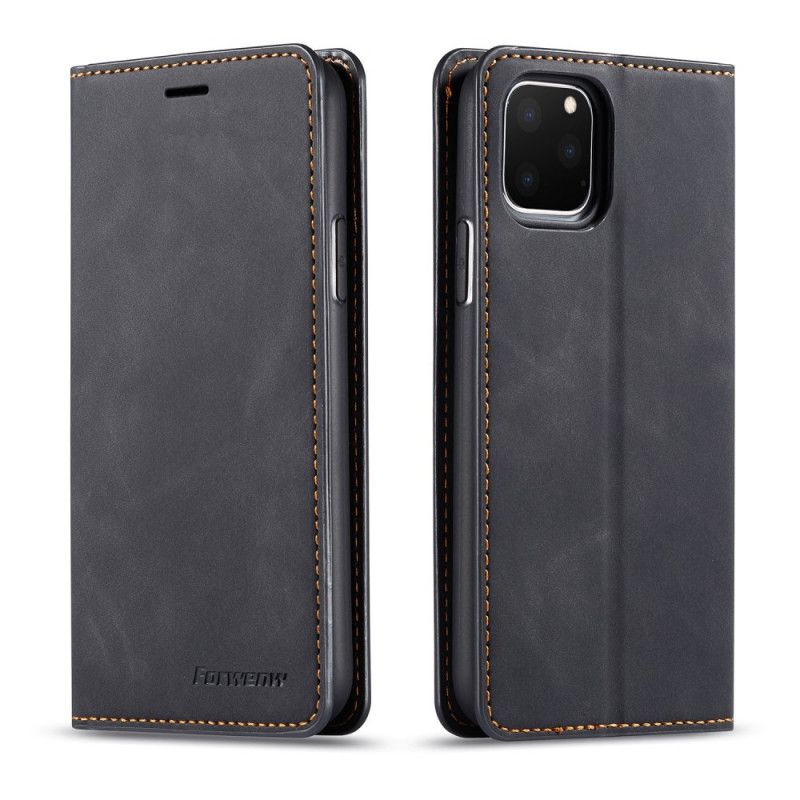 Flip Case iPhone 11 Pro Schwarz Forwenw Ledereffekt