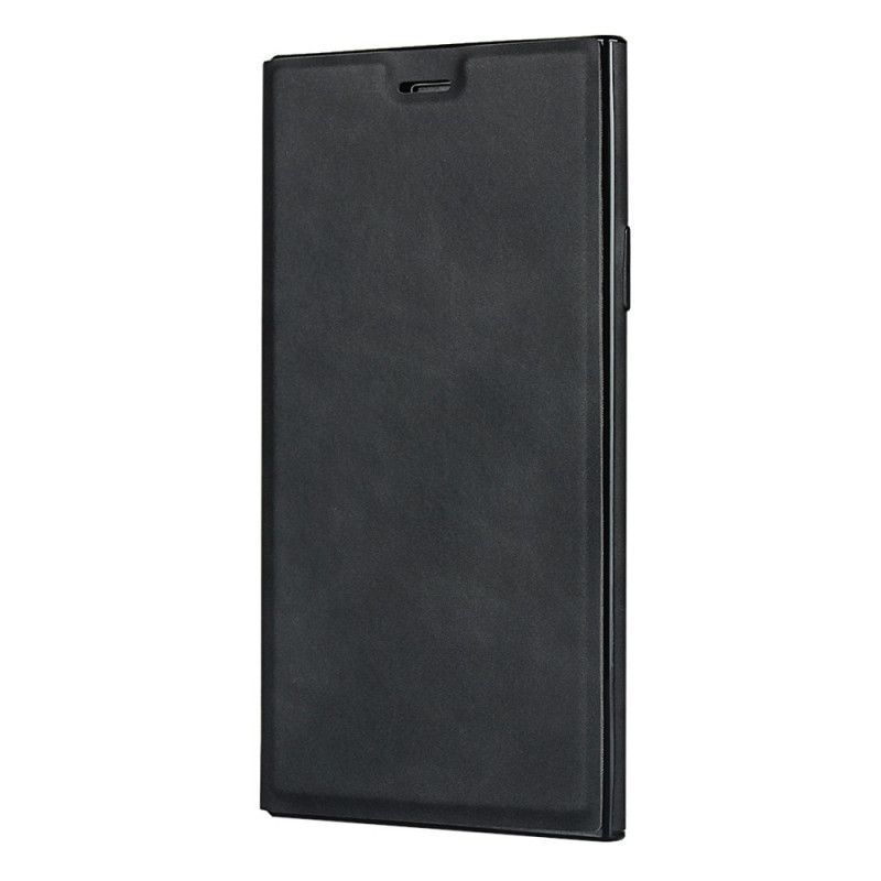 Flip Case iPhone 11 Pro Schwarz Weicher Seidenlederstil