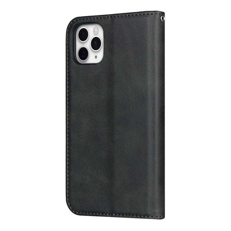 Flip Case iPhone 11 Pro Schwarz Zweifarbiger Ledereffekt Mit Riemen