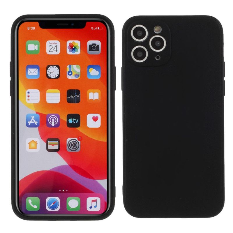 Hülle Für iPhone 11 Pro Schwarz Reines Farbmattes Silikon