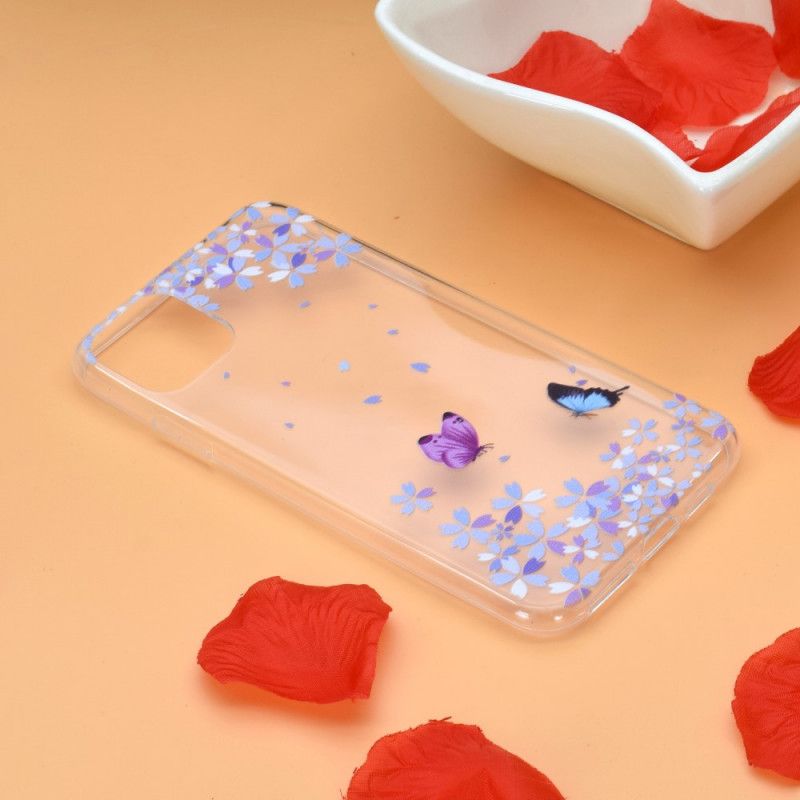 Hülle Für iPhone 11 Pro Transparente Schmetterlinge Und Blumen