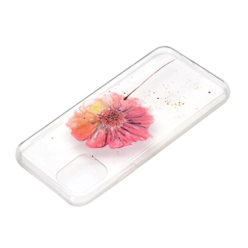 Hülle iPhone 11 Pro Handyhülle Transparente Aquarellmohnblume